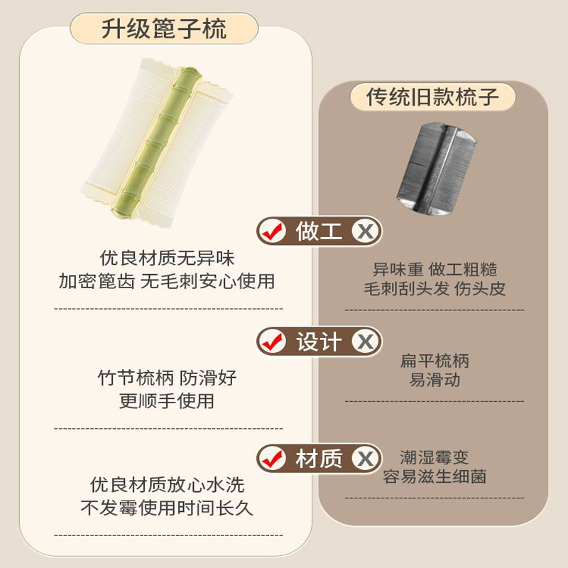 加密细齿梳子去头屑清理神器女儿童刮头除小虱子卵竹超密齿篦子梳