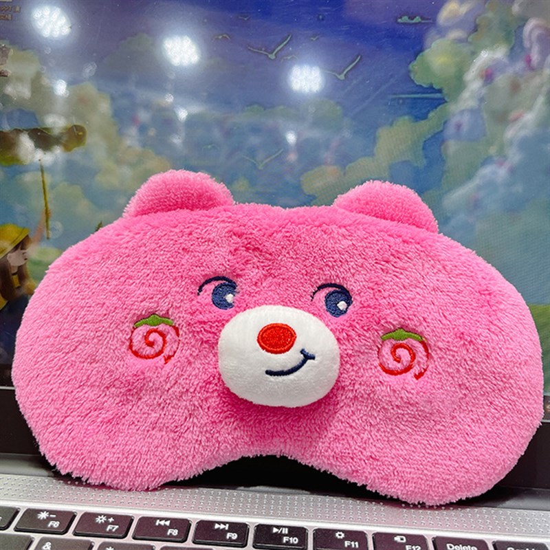 毛绒草莓眼罩睡眠遮光卡通可爱少女睡觉专用冰袋热冷敷缓解眼疲劳