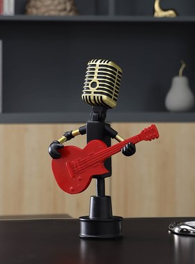 创意麦克风吉他手摆件客厅玄关酒柜电视柜桌面装饰品橱窗陈列道具