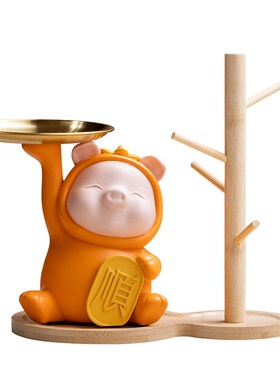 轻奢玄关放钥匙收纳置物架装饰进门口入户诸事顺利摆件创意托盘