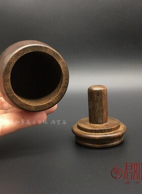 仿老花梨木葫芦扳指盒仿古木盒收纳盒木雕摆件圆形小盒子仿老物件