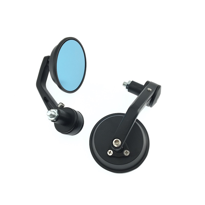 复古电动车摩托车改装杜卡迪龙嘉V咖V霸圆形手把镜后视反光倒车镜