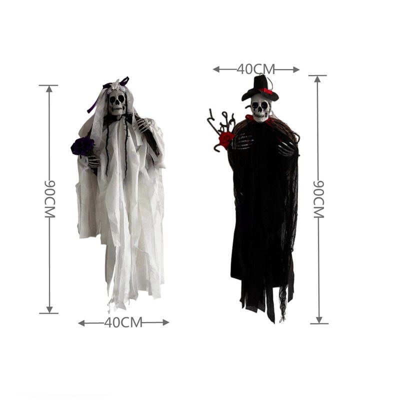 2023 Halloween Black and White Ghost Gate Pendant Black