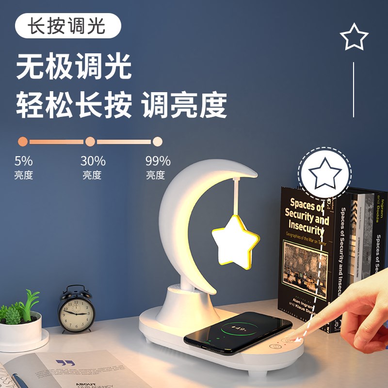 新品智能蓝牙音箱无线家用小型闹钟音响一体带床头小夜灯台灯生日
