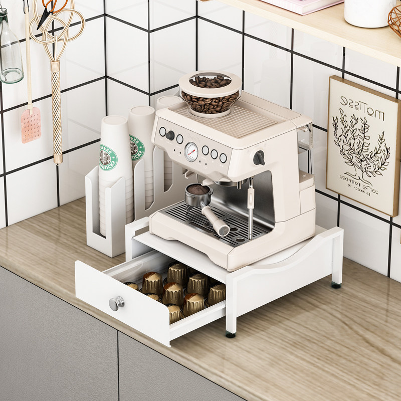 咖啡机置物架桌面茶包水杯胶囊咖啡抽屉式收纳台面咖啡工具收纳架