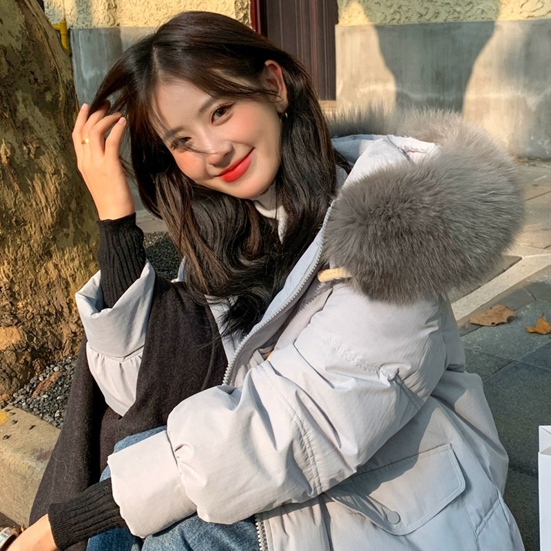 羽绒服女中长款韩版宽松加厚白鸭绒大毛领修身显瘦冬季羽绒服