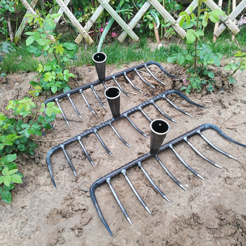 推荐铁耙子种菜翻土松土家用三齿四齿九齿十一齿耙农具种菜耙子