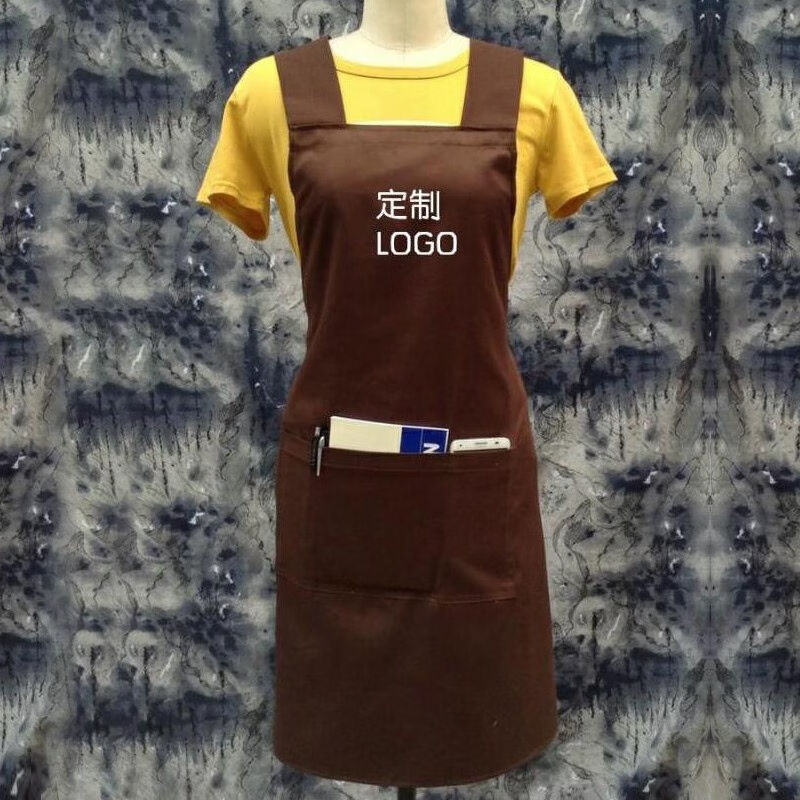 网红森悦防水围裙定制LOGO韩版时尚咖啡店餐厅美甲网咖厨房服务员