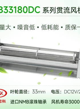 PRSK厂家直销横流贯流滚筒式静音PB33180DC12V24V大风量风机风扇
