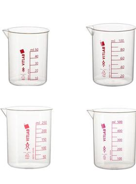 VITLAB塑料烧杯PMP烧杯50/100/250/500ml高透高温格里芬烧杯进口