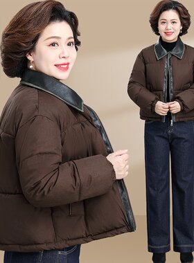 妈妈装冬款棉服短款翻领棉衣