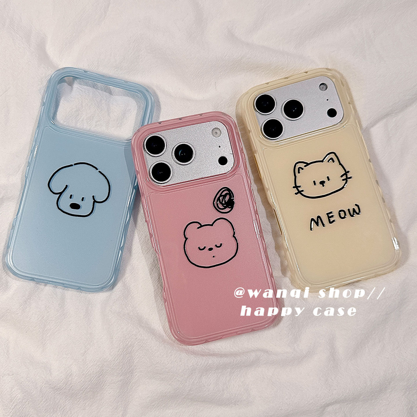 ins风简约线条小狗猫咪适用苹果17手机壳iphone16promax保护套14新款16Pro硅胶防摔15全包边女软13闺蜜超可爱