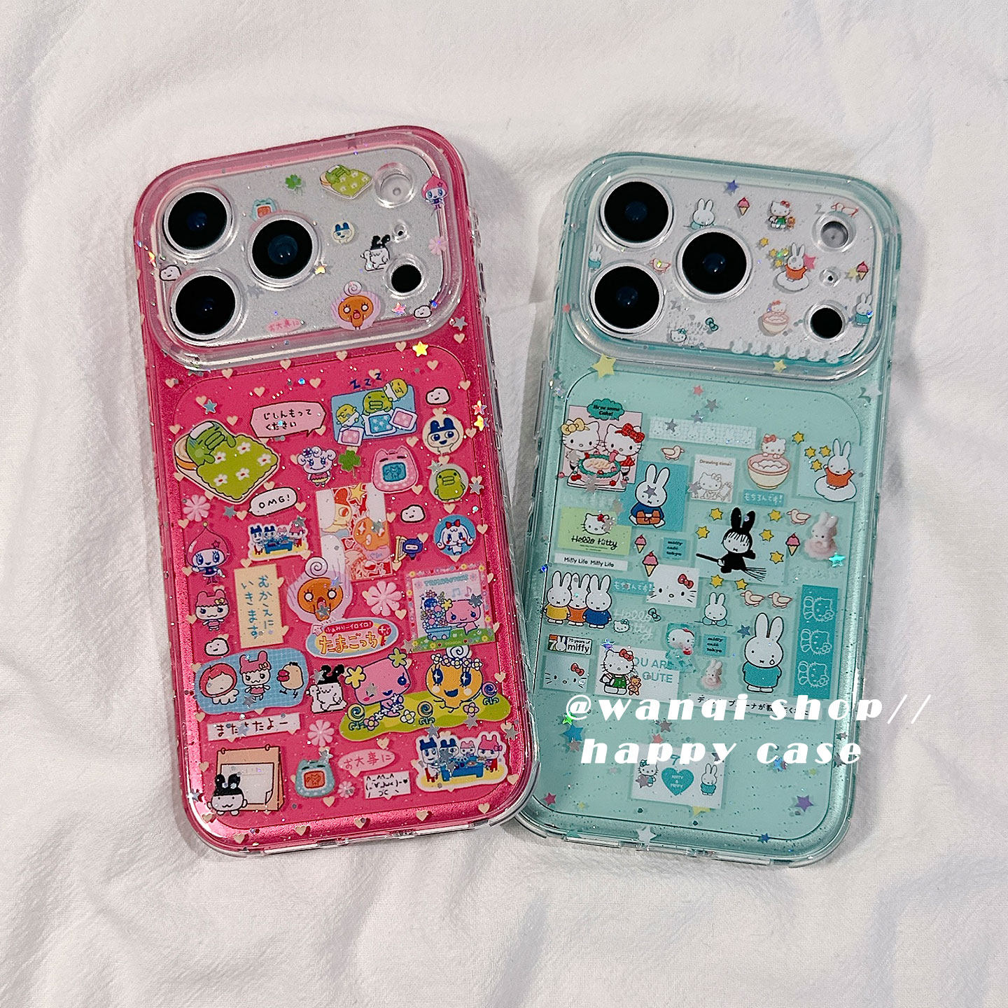 少女心闪粉日韩卡通适用苹果17手机壳iphone16promax保护套13/14新款双层可16Pro硅胶防摔15全包镜头图案女软