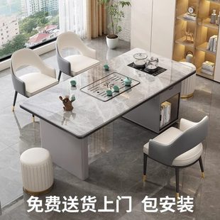 厂促岩板茶桌椅组合茶台家用客厅公室茶几全自动烧水茶桌阳台泡茶