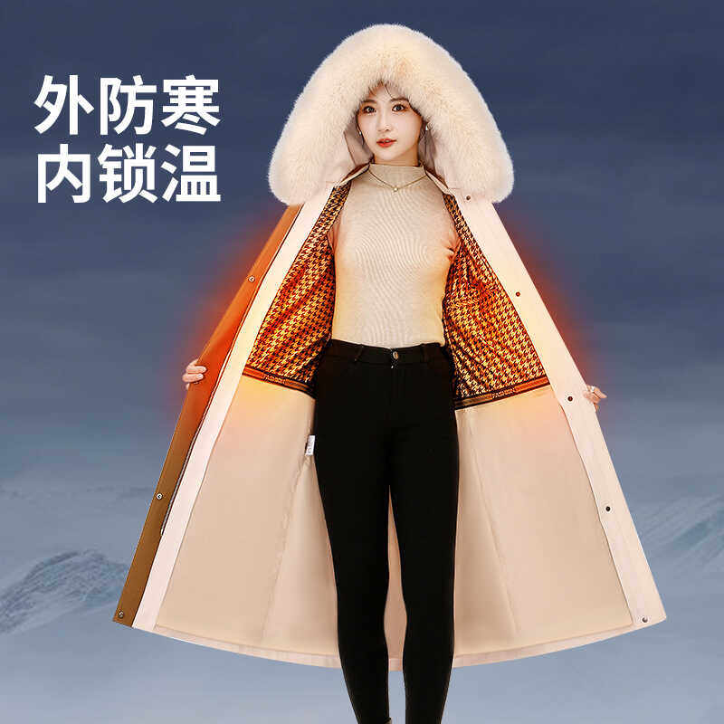 羽绒服派克服女2025冬季可拆卸90鹅绒内胆狐狸毛领皮草外套加长款