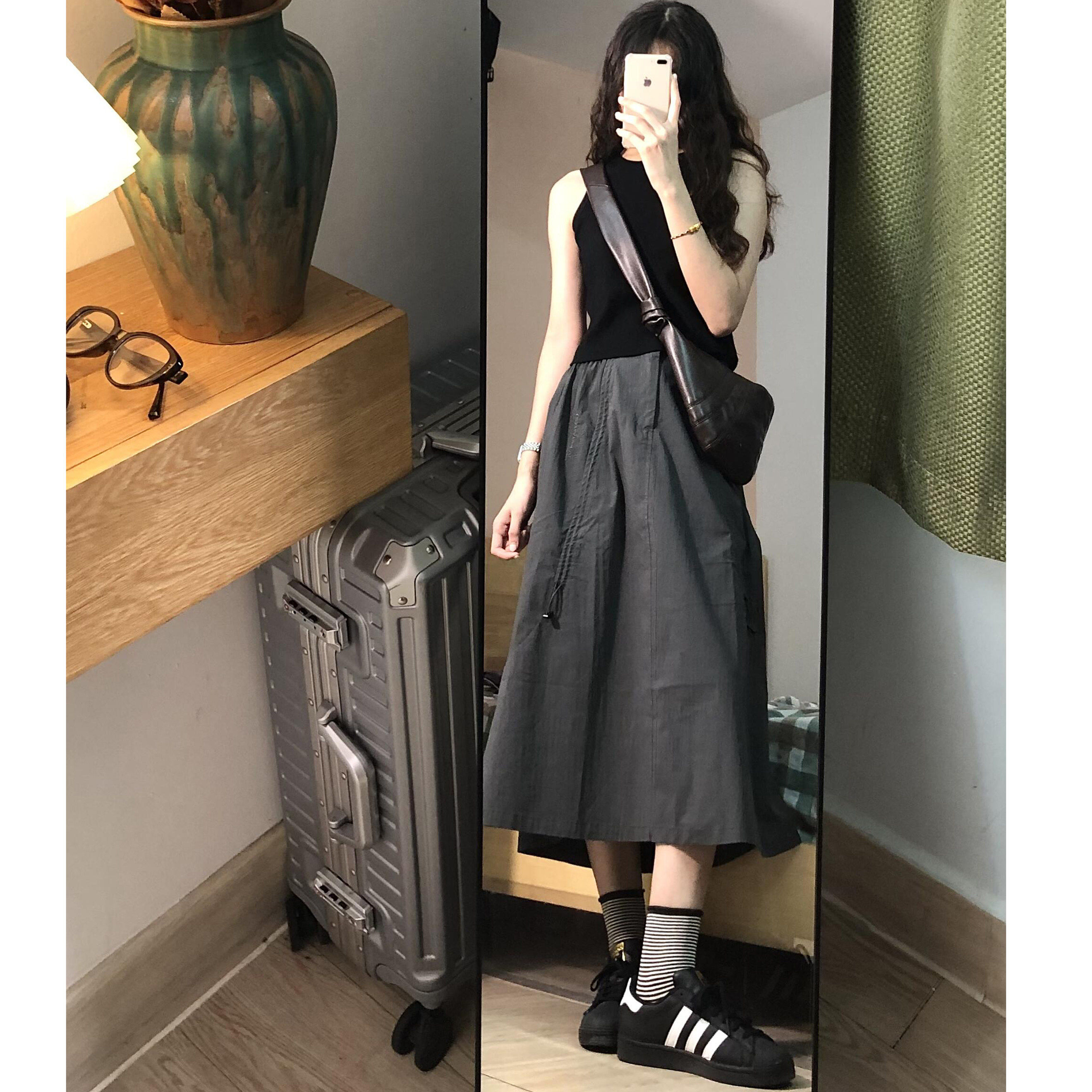 美式工装裙大码女胖mm小个子春夏