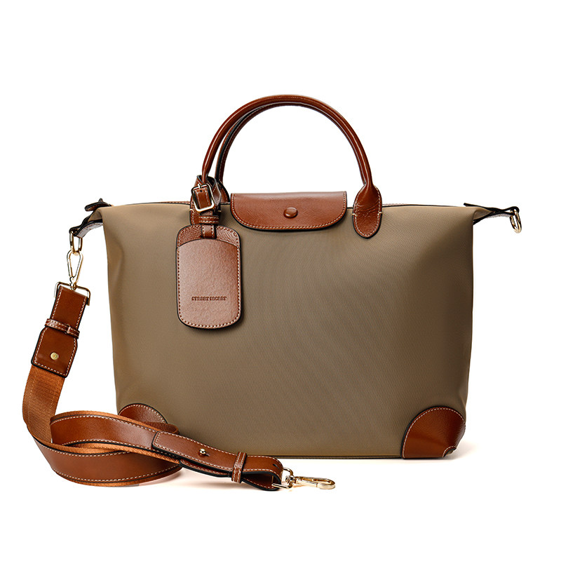 【钱老板专属】百搭尼龙拼牛皮通勤托特包1619,箱包皮具/热销女包/男包,水桶包,淘宝优惠券,粉丝福利购,淘宝优惠卷