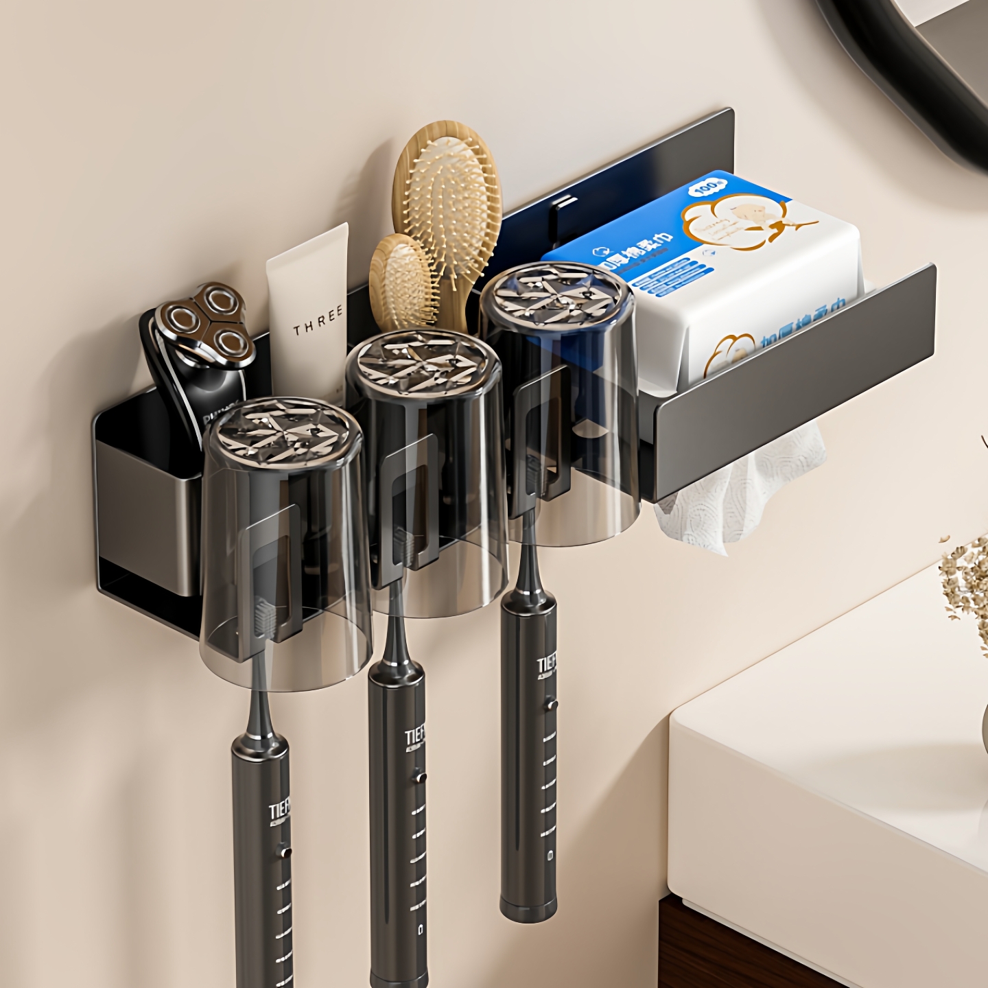 卫生间免打孔电动牙刷置物架