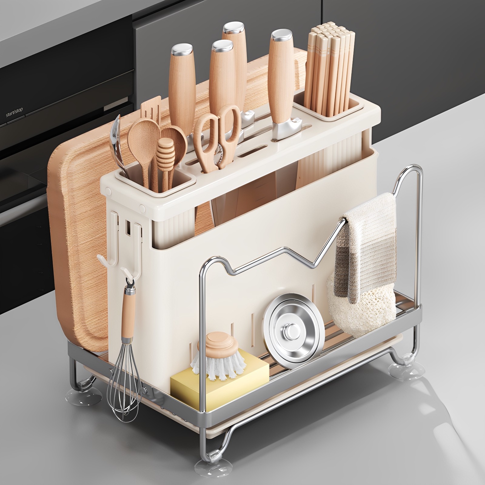 厨房刀架置物架壁挂筷筒砧板锅盖一体收纳架多功能菜板刀具放置器,厨房/烹饪用具,厨房置物架/置物柜/角架,淘宝优惠券,粉丝福利购,淘宝优惠卷