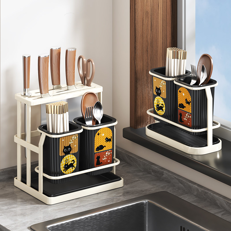 厨房置物架壁挂筷子篓台面沥水防霉免打孔筷筒餐具刀具一体收纳架,厨房/烹饪用具,厨房置物架/置物柜/角架,淘宝优惠券,粉丝福利购,淘宝优惠卷