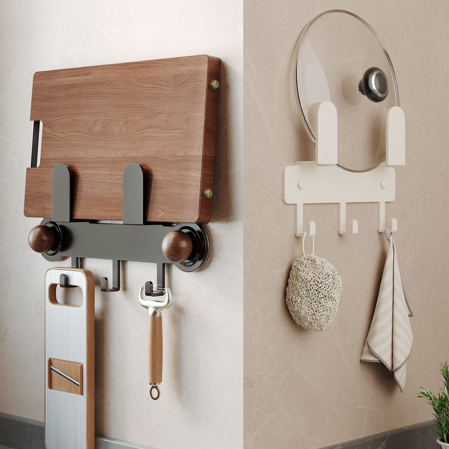 枪灰免打孔厨房置物架