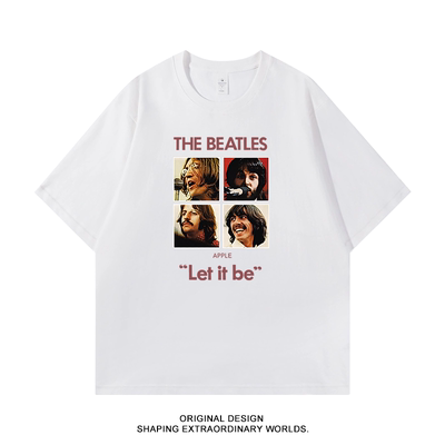 披头士The Beatles Let It Be甲壳虫乐队t恤男士欧美街头摇滚短袖