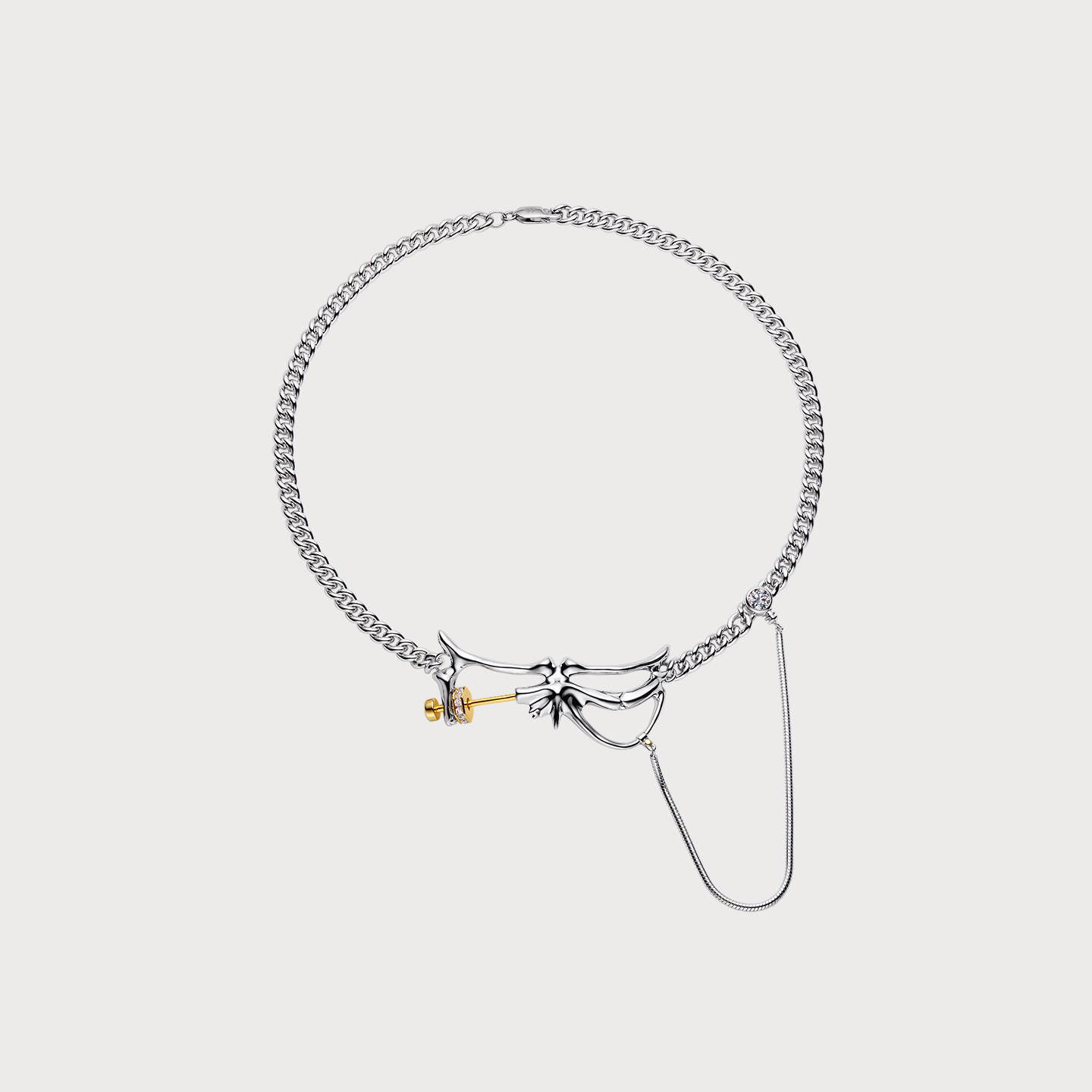 「机械飞升」记忆|ICEWALD真冶 925银镀金 赛博朋克个性钻石项链