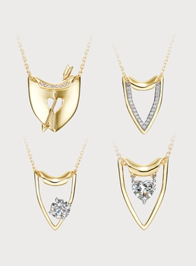 ICEWALD真冶明星同款不期而遇偏爱70分钻石项链18K金盾牌力量钻石