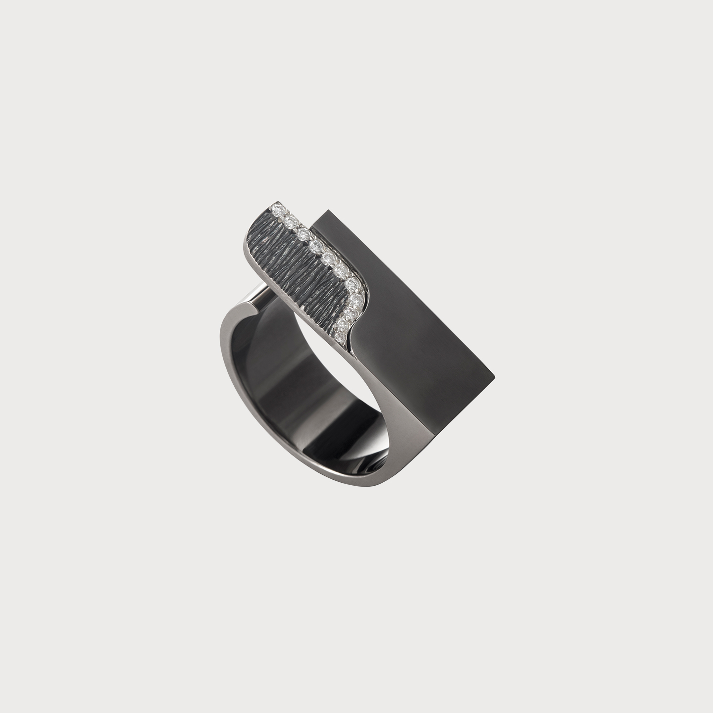 【杨旭文同款】ICEWALD真冶联名系列岩台树皮纹哑光黑工艺开口戒