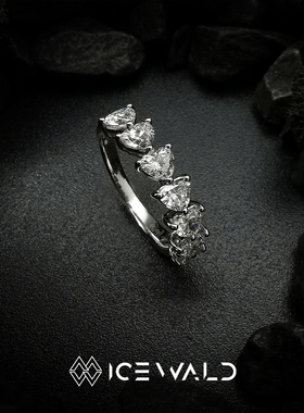 Classic 排戒｜ICEWALD真冶异形钻18K金心形祖母绿椭圆排钻钻戒