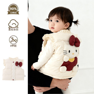 外套女宝宝轻薄羽绒衣服 女童白鸭绒无袖 a类 新款 婴儿羽绒马甲冬季