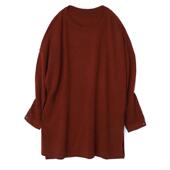 100%山羊绒宽松韩版 口套衫 慵懒风蝙蝠袖 卷边领衬衫