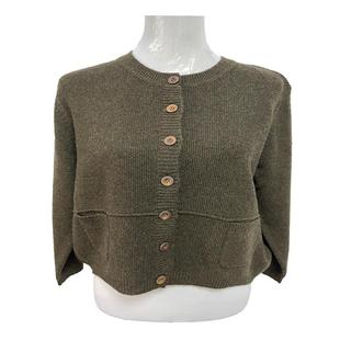 依麦融绒百搭单排扣100%羊绒针织开衫宽松洋气长袖毛衣外套上衣