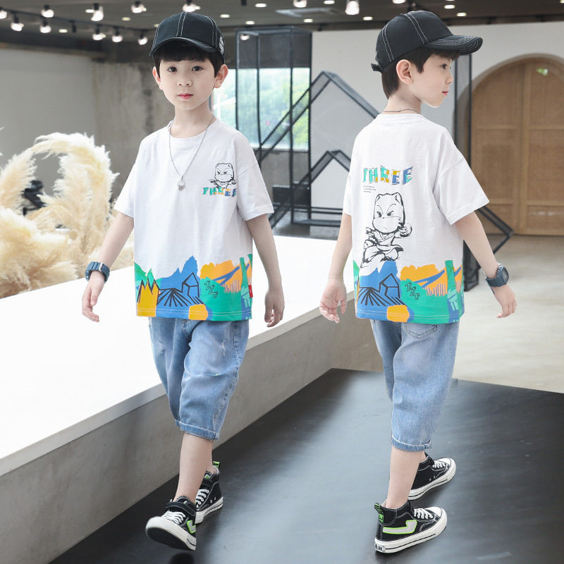 好货男童夏装套装2022年新款夏季网红洋气童装中大童韩版短袖两件