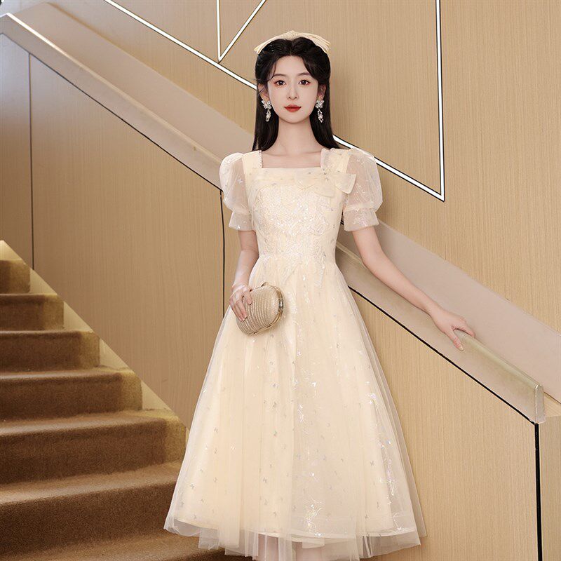 法式小晚礼服18岁成人礼高端轻奢小众宴会生日毕业典礼主持连衣裙