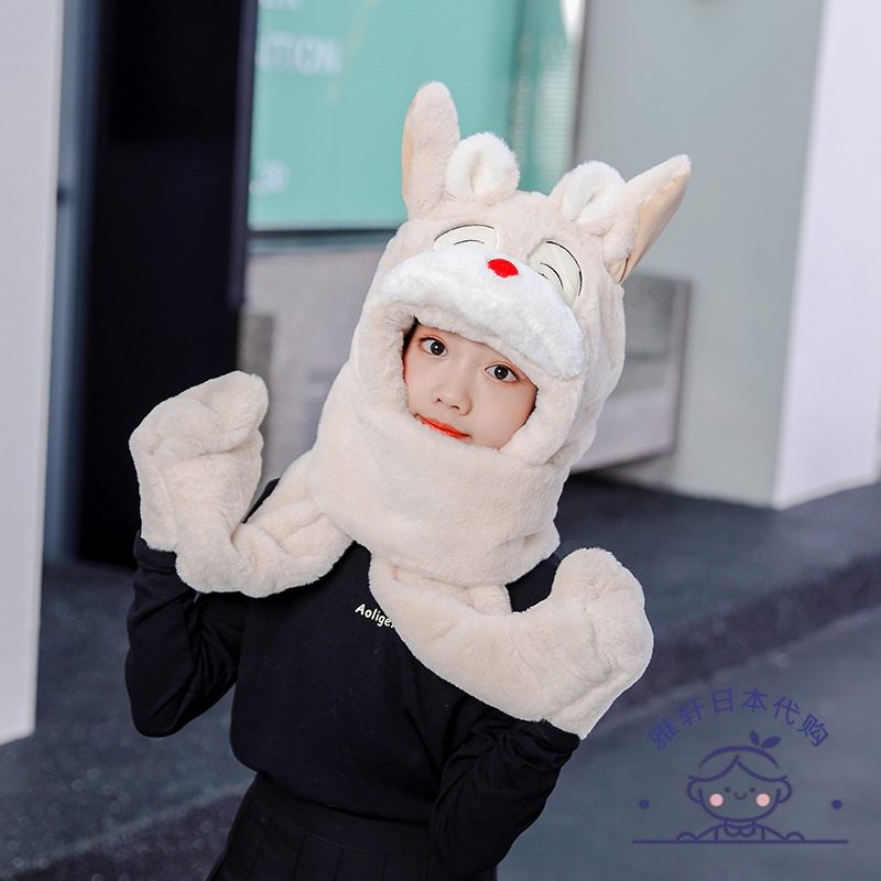 日本新款冬季可爱儿童卡通气囊耳朵儿童帽子围巾手套一体保暖护耳,服饰配件/皮带/帽子/围巾,三件套,淘宝优惠券,粉丝福利购,淘宝优惠卷