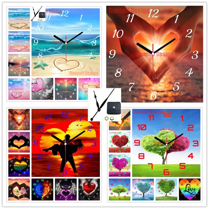 diy diamond painting 5d clock Lover and Heart 5d diamond em