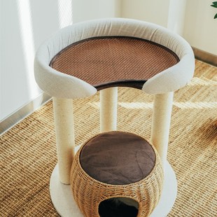 猫爬架网红大床编织窝藤编猫窝猫树一体猫布偶缅因攀爬剑麻柱冬季