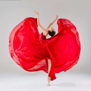 儿童大摆裙半身裙720度古典舞万疆舞蹈现代舞练习裙长裙飘逸纱裙