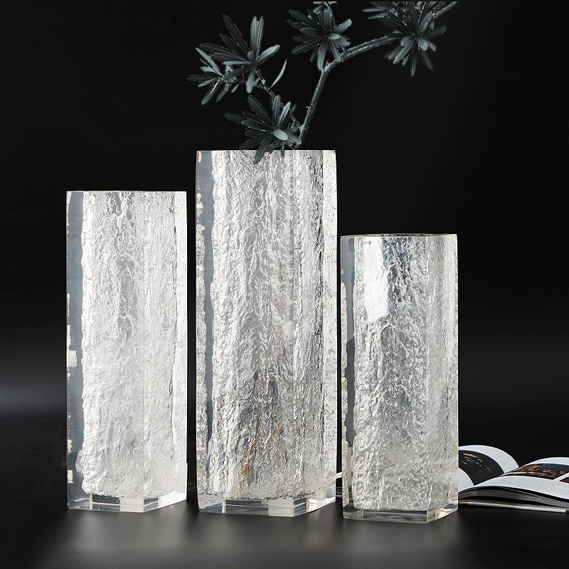 北欧直筒插花花器摆件软装家居婚庆酒店桌面亚克力花瓶透明装饰品