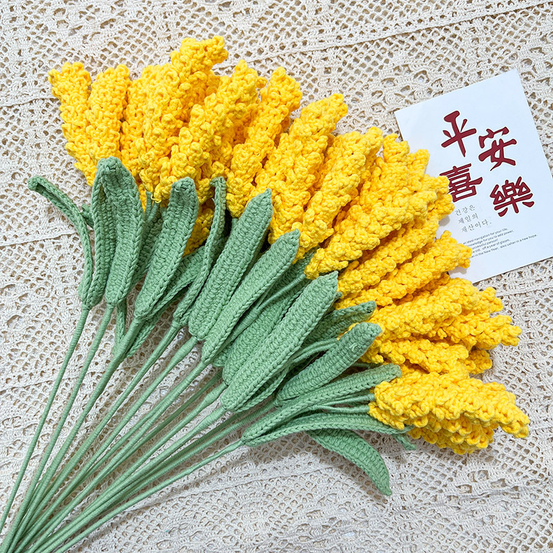 大麦毛线仿真麦穗手工编织夏日创意花束百搭单支礼品节日装饰品