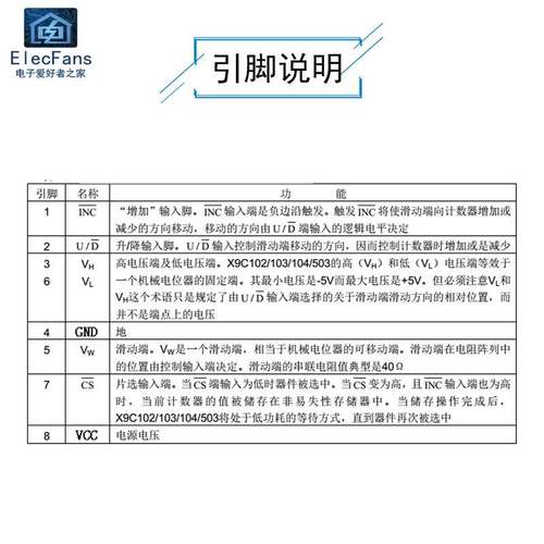X9C104S数字电位计模块 满量程100K可滑动100阶级 电桥平衡感测器