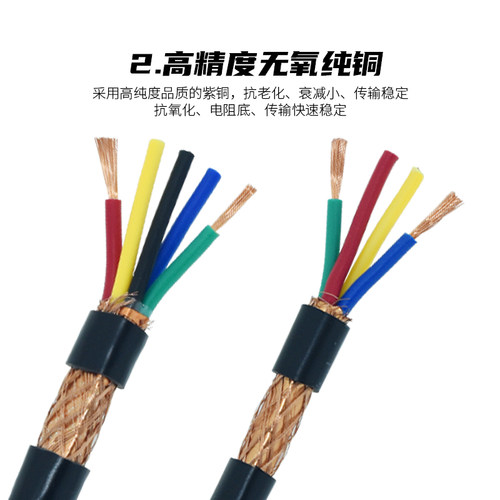 好货纯铜RVVP屏蔽电缆线信号线2芯3芯4芯5芯0.3/0.5/0.75/1平方控