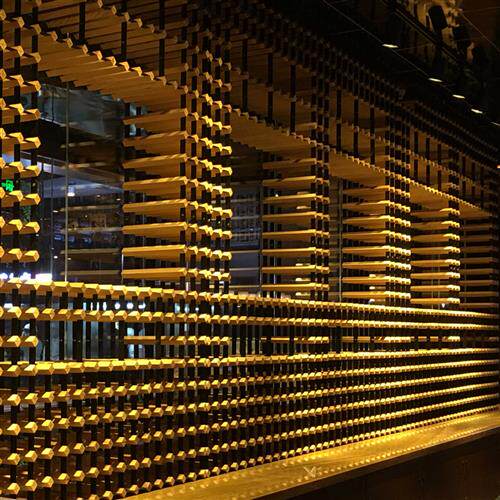 极速实木红酒架定制大型酒庄酒墙葡萄酒展示柜落地酒架隔断装饰红