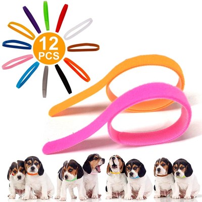 12 Pcs/Set Soft Nylon Puppy Newborn Pet ID Identify Collars