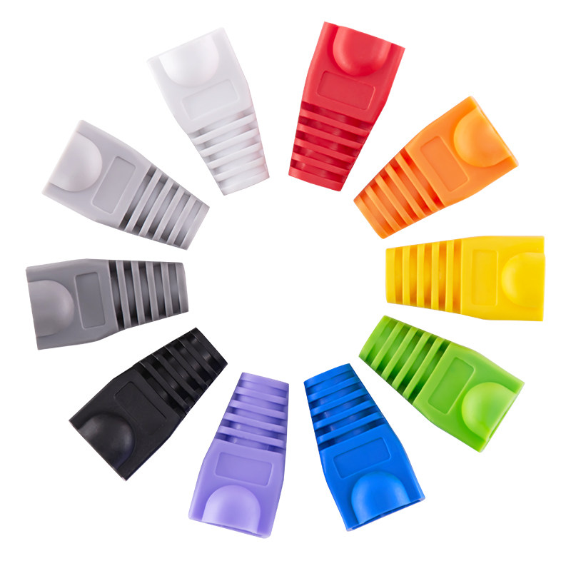 网络水晶头护套彩色网线头子保护套超五类六类通用RJ45通用