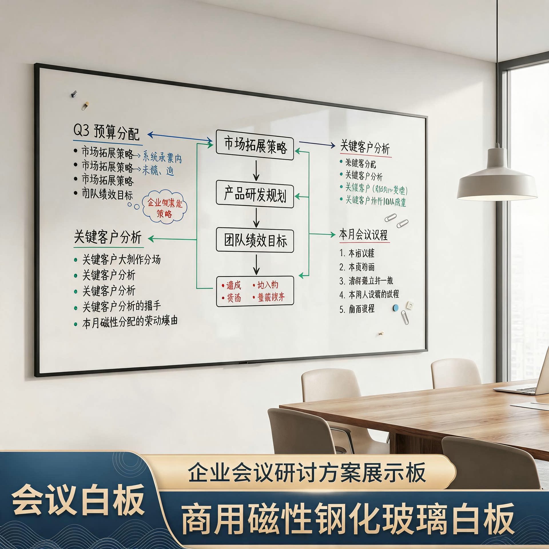 黑框磁性钢化玻璃白板