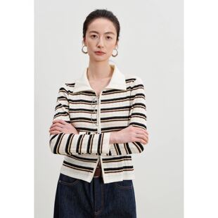 云舒白真丝混纺条纹毛衫 伊芙丽2026春季 1H2631041S 商场同款