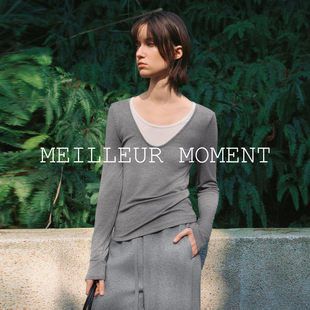 【MM麦檬】2026春季新款灰色假两件针织衫毛衣商场同款5H2200081