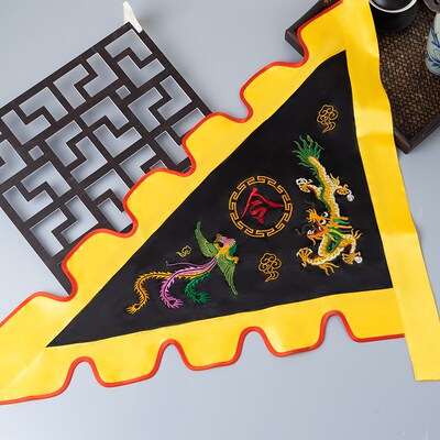 新品龙凤旗双面刺绣三角旗龙旗凤旗龙凤令旗N五色旗庙用旗五方彩